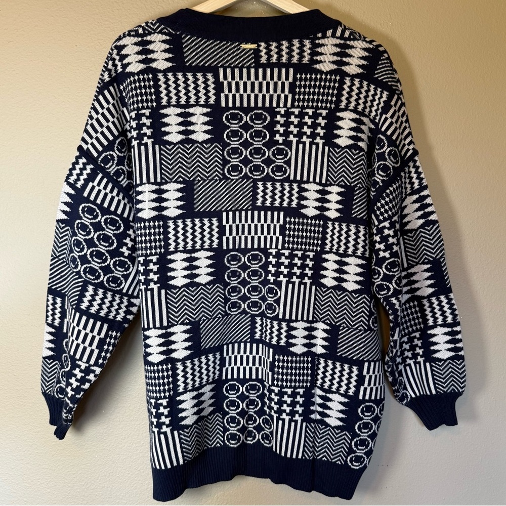 Cleobella Navy White Patchwork Knit Oversized Cardigan Sweater NWT Small - Picture 4 of 9